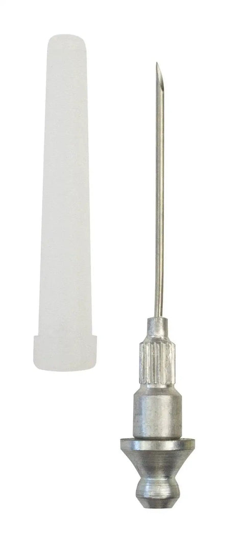 Grease Injector Needle For Sealed Bearings With 18 Gauge Steel And Protective Plastic Cover Snaps On To Jaw Type Coupler