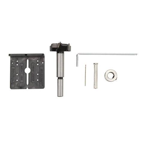 Components of 35mm Hinge Boring Jig Kit For Cabinet Doors Pro Grade Drilling Guide Locator with ABS durable yellow hinge tool