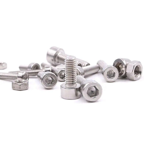 510Pcs M3 M4 M5 Stainless Steel Hex Socket Head Cap Bolts Screws Nuts Set In 304 Stainless Steel for DIY projects, shown loose