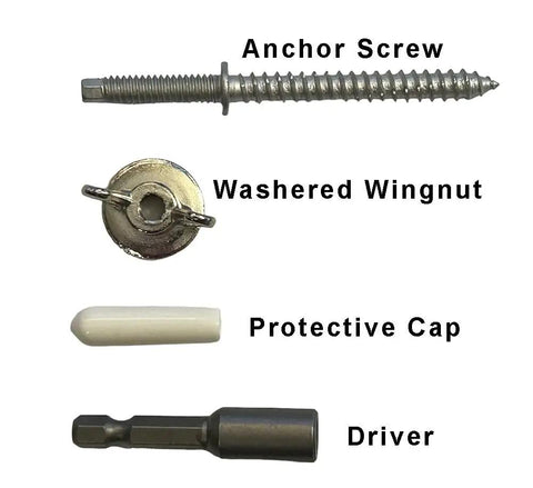 Hurricane Shutter Bolt Storm Panel Anchoring System Kit 10 or 20 Pack With DeWALT Bolt Anchors Wing Nuts Protector Caps And Driver