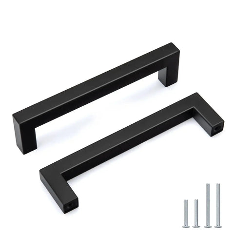 30 Pack Black Square Bar Cabinet Pulls Drawer Handles Stainless Steel Hollow Construction Center To Center 5 Inch 128mm Overall Length 140mm