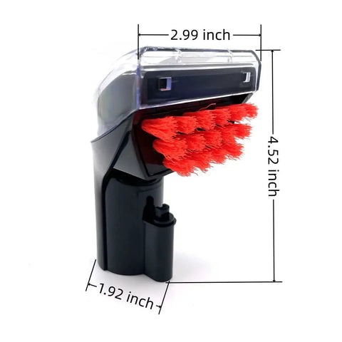 Replacement brush head for Bissell Little Green Machine 1400B; side view, red bristles, black housing, 2-pack