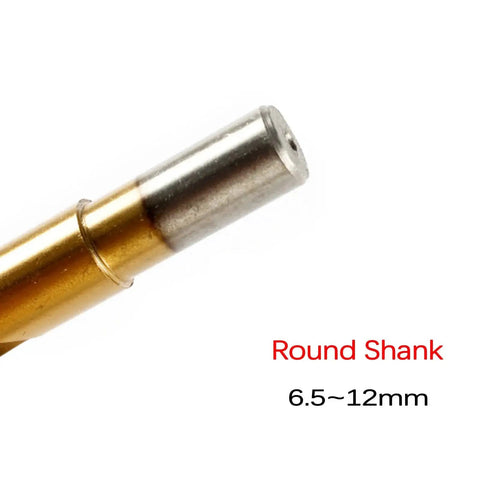 Close-up of Two Stage Step Drill Bit Set M3 To M12 With Counterbore And Countersink For Stainless Steel Aluminum Copper And Plastics Heavy Duty Pro Grade Bits Deliver Precise Holes And Clean Chamfers M8 180 Degree Included, round shank visible.
