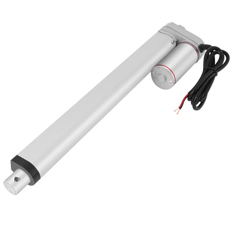 24V 750N Electric Linear Actuator with 250mm Stroke, quiet DC motor, shown in silver, for industrial lifting systems.