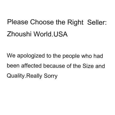 Apology message from Zhoushi World USA regarding size and quality issues.