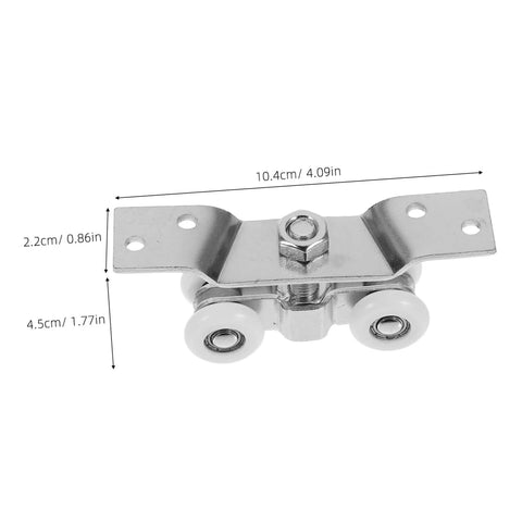 Front view of 2 Pack Heavy Duty Stainless Steel Sliding Door Rollers With Silent Nylon Wheels For Smooth Indoor Outdoor Track Operation with measurements