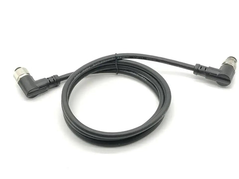 8 Pin M12 Right Angle Connector Cable With A Coding 1 Meter Length AWG22 M12 Male To Female for industrial applications.