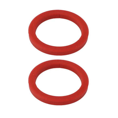 Two Pack E61 Silicone Group Gasket For 8mm Portafilter Seal Replacement Fits Most Modern Espresso Machines Grouphead Great For Gaggia Makers BPA Free Easy Install And Prevents Cracks And Leaks, shown here are two red round gaskets.