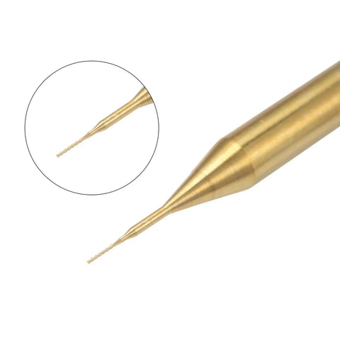 Ultra Precise 0.2mm Titanium Coat Carbide End Mill for PCB Engraving and CNC Routing 1/8 Inch Shank 2.5mm Cutting Edge by Uxcell, close-up