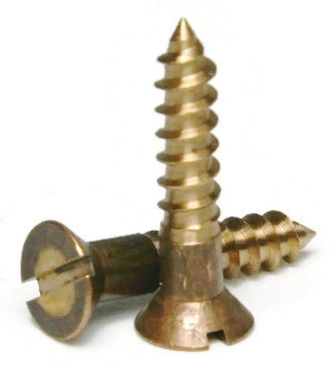 10-13 Wood Screws Slotted Flat Head Silver Tone Silicon Bronze 1-1/2 Inch Long Partially Threaded With Smooth Shoulder Countersunk Undercut Head Built Tough Rust And Corrosion Resistant Heavy Duty Wood Fasteners Pack Of 25