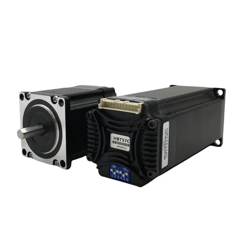 Front view of Nema 23 57mm Stepper Motor Kit with Integrated Smart Servo System Encoder and Driver for CNC Routers