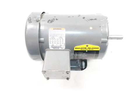 Single 3-Phase AC Motor Frame 56 3/4 HP 1725 RPM 5/8 in shaft, side view of industrial motor with sealed ball bearing housing.