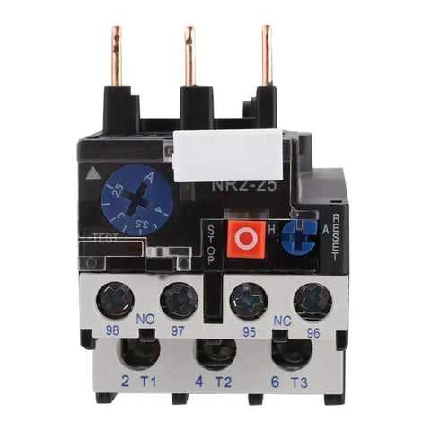 Front view of Beefed Up Adjustable Thermal Overload Relay for 2.5-4 Amp Range with plug and play screw mount