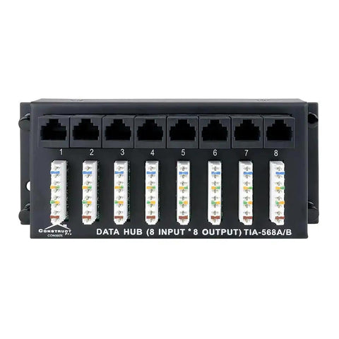 8 X 8 Ethernet Patch Panel Module For Home Office Networking, Color Coded 110 Punchdown Terminals, Front View