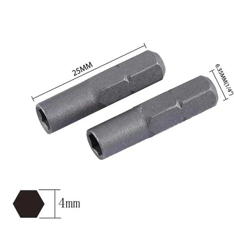 3 Pack Quarter Inch To Micro 6.35mm Hex Socket Screwdriver Bit Adapters, 25mm Long, Magnetic Head Sleeve, S2 Alloy Steel