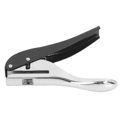 Side view of Heavy Duty Metal Hole Punch 3mm Single Hole Puncher, 25 Sheets Capacity, handheld DIY tool for office and home use.
