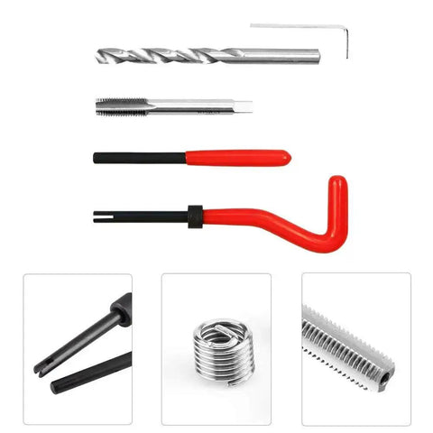 15Pcs Thread Repair Kit M9 X 1.25mm Metric Thread Insert Set For DIY Auto Repairs And General Maintenance with red handle visible