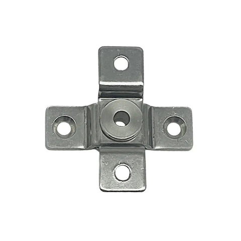 304 stainless steel torque hinge with cross-shaped mounting plate, central pivot, four mounting holes
