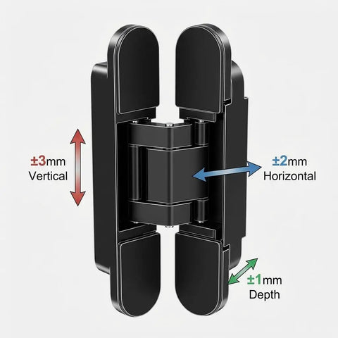 Sleek Hidden 6 Inch Adjustable Door Hinges 4 Pack Zinc Alloy With 180 Degree Swing For Doors Up To 850mm Wide And 88 lb Capacity