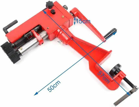 7 Inch Sheet Metal Bead Roller Machine with 6 Die Sets and Gearings shown in side view, highlighting its durable cast steel construction.