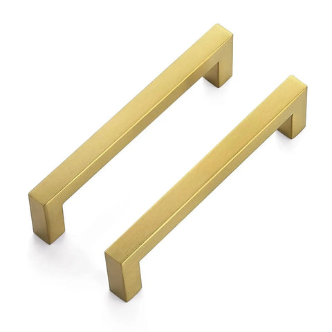 30 Pack 5 Inch Square Cabinet Handles In Brushed Brass Finish Stainless Steel Kitchen Hardware Pulls With 128mm Hole Center Designed For Cabinets