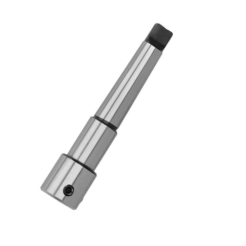 Weldon shank adapter sleeve, steel cylindrical drill extension with square drive end and visible set screw
