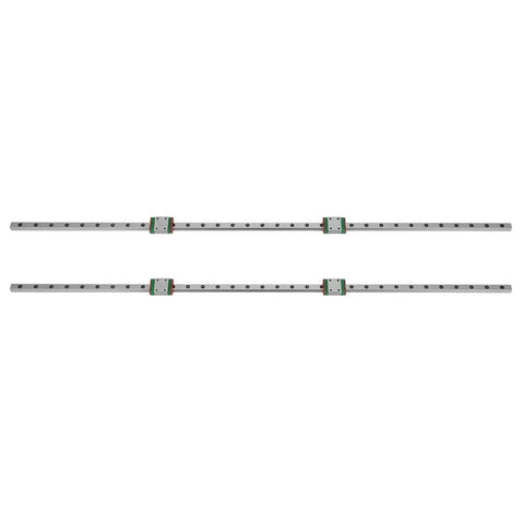 Four Sliders Linear Rail Kit With Dust Proof Pads, Alloy Steel Guide Rail System for CNC Machines in horizontal layout.