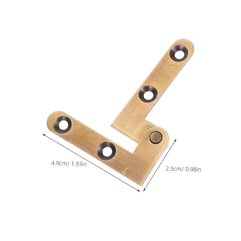 Heavy Duty Brass Hidden Door Pivot Hinges For Wood Doors, shown angled with size dimensions