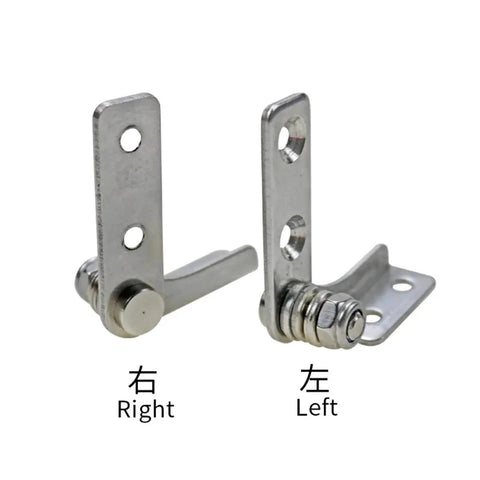 Stainless steel damping hinge pair with adjustable torque shafts; right hinge and left hinge with mounting plate