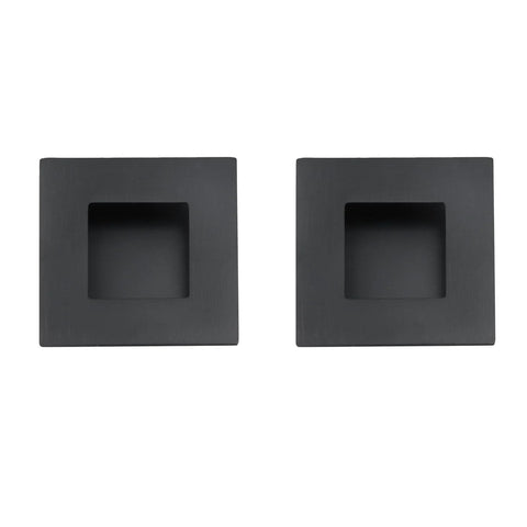 Matte Black 304 Stainless Steel Recessed Cabinet Handles Square Finger Pulls 2.4 X 2.4 Inches Set Of 2