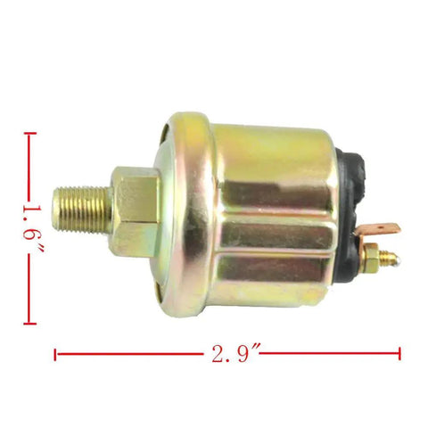 Side view of 2 Inch 52mm Oil Pressure Gauge component, showcasing brass connection and dimensions for DC 12V automotive use.