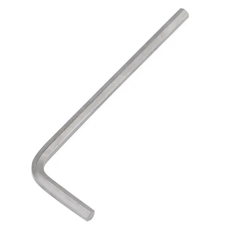 L-shaped silver steel Allen wrench (hex key) used with tool chucks and adapters.