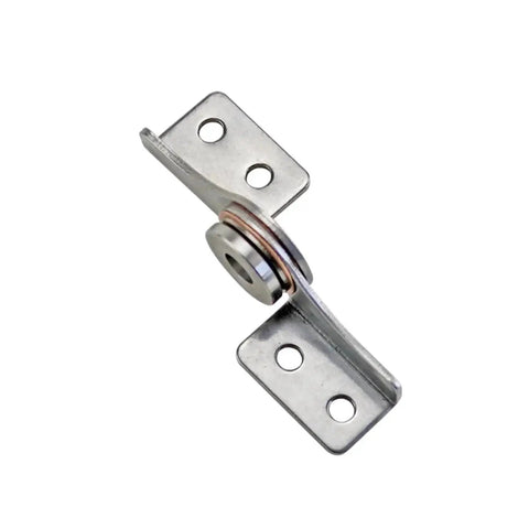 Side view of through-hole damping torque hinge, 304 stainless steel, free-stop blade, mounting plate with two holes