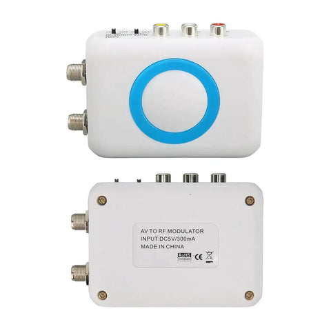 Front and back view of HDMI To RF Modulator For TV With PAL NTSC Output Plug And Play HDMI RF Converter
