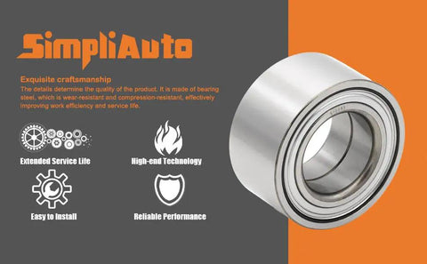 Two Pack Beefed-Up 510093 Front Wheel Hub Bearing For Hyundai Elantra 2007-2018 Veloster 2012-2017 Forte Koup Soul 2010-2018 Soul EV 2015-2019 Hub Assembly Compatible, showing one metal bearing with branding and features listed.
