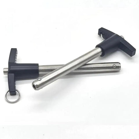2 Pack T Handle Ball Locking Pins With Rope Quarter Inch Diameter 2 Inch Length 304 Stainless Steel Pin With Aluminum Grip