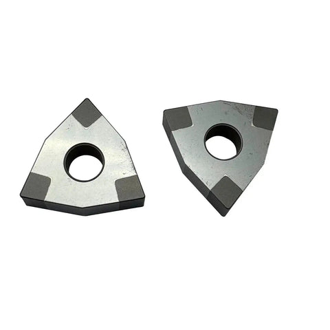 Two WNMG080404 CBN-6 inserts for 5/8 Inch CNC Lathe Tool Holder Bit Set with 0.4 corner radius for high-speed finishing of hardened steel.