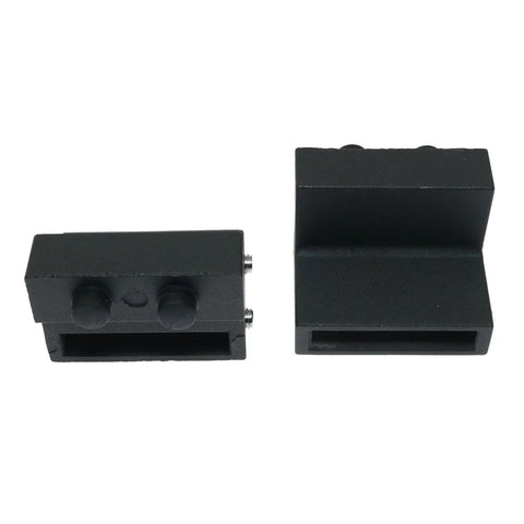 2 Pack Barn Door Stopper Set With Hex Wrench, Roller Stopper And Track Limiters, black aluminum, visible components and design