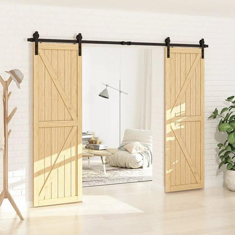 Heavy Duty 12 Foot Sliding Barn Door Hardware Kit For Double Doors With Ultra Quiet Smooth Operation And Easy Install Track System