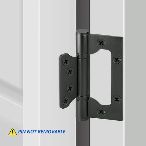 VOLUKA 4x3 inch black stainless steel non-mortise door hinge installed on door