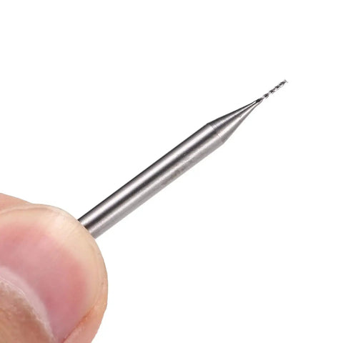 Close-up of one 10Pcs 0.6mm Carbide End Mills For PCB Engraving And Milling CNC Router Bits With 1 Eighth Inch Shank For PCB DIYers