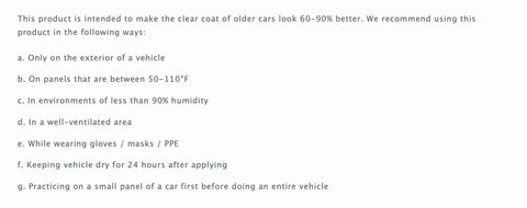 Application instructions for High Gloss Hand Applied Clear Coat For Vehicles Self Leveling Shine Headlights