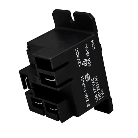 12V DC 30 Amp 4 Pin General Purpose Heavy Duty Power Relay for industrial and automotive loads, UL CUL certified, black casing.