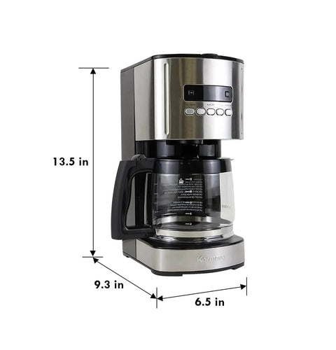 12 Cup Programmable Drip Coffee Maker With Glass Carafe No Mess Auto Shut Off Pause And Serve Large Water Reservoir Reusable Gold Tone Filter Carbon Filter Keeps Coffee Warm Black Kitchen Appliance