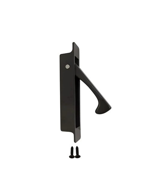 Forged Solid Brass Edge Pull For Sliding Pocket Doors in Oil Rubbed Bronze Finish with Self Retracting Latch and Hidden Screws