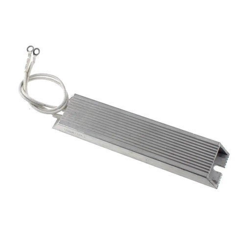 150W aluminum‑cased finned resistor for servo braking with two ring-terminal leads