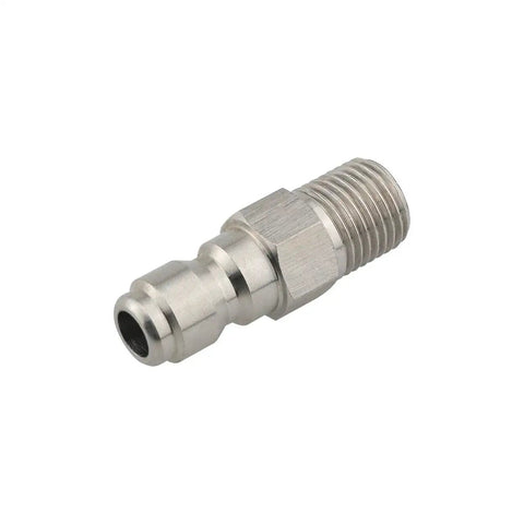 2 Pack One Quarter Inch Pressure Washer Quick Connect Couplers To One Quarter Inch NPT Male Fittings Stainless Steel Durable Plug Set For Fast Easy Attachments And Heavy Duty High Pressure Use