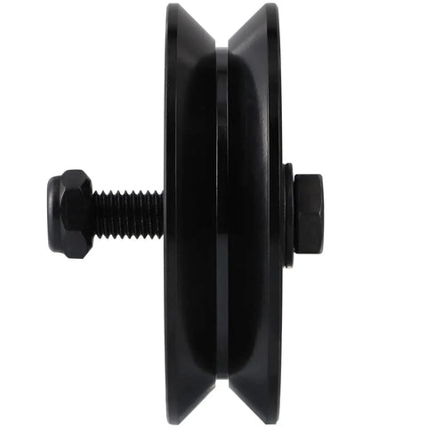 Side view of Heavy Duty V Groove Gate Wheel 3.9 Inch With Double Bearings, Sliding Gate Caster for Inverted V Track, Carbon Steel 1045