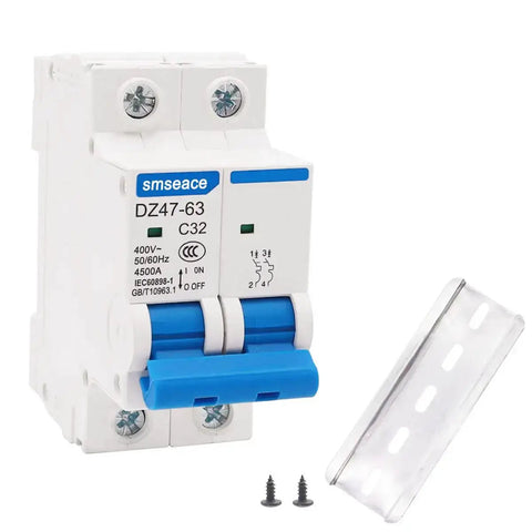 32A 400V Miniature Circuit Breaker Two Pole Go-To AC Disconnect Switch C32 Din Rail Mount DZ47-63 Style Protective Breaker