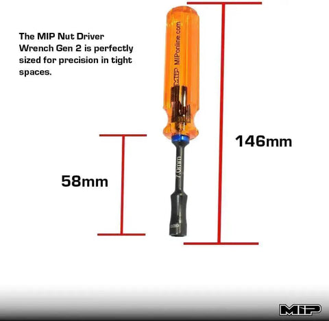 Gen 2 Amber Handles Hex Driver with measurements for precision RC tools and electronics, part of hex nut driver kit.